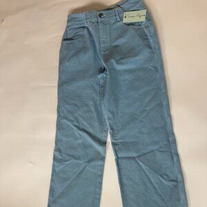 NWT By Samii Ryan Blue Wavy Stitch Straight Leg Pants - Size Small